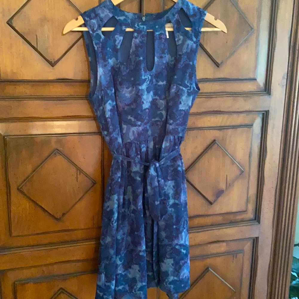 Juniors size small, blue/purple cut-out dress
